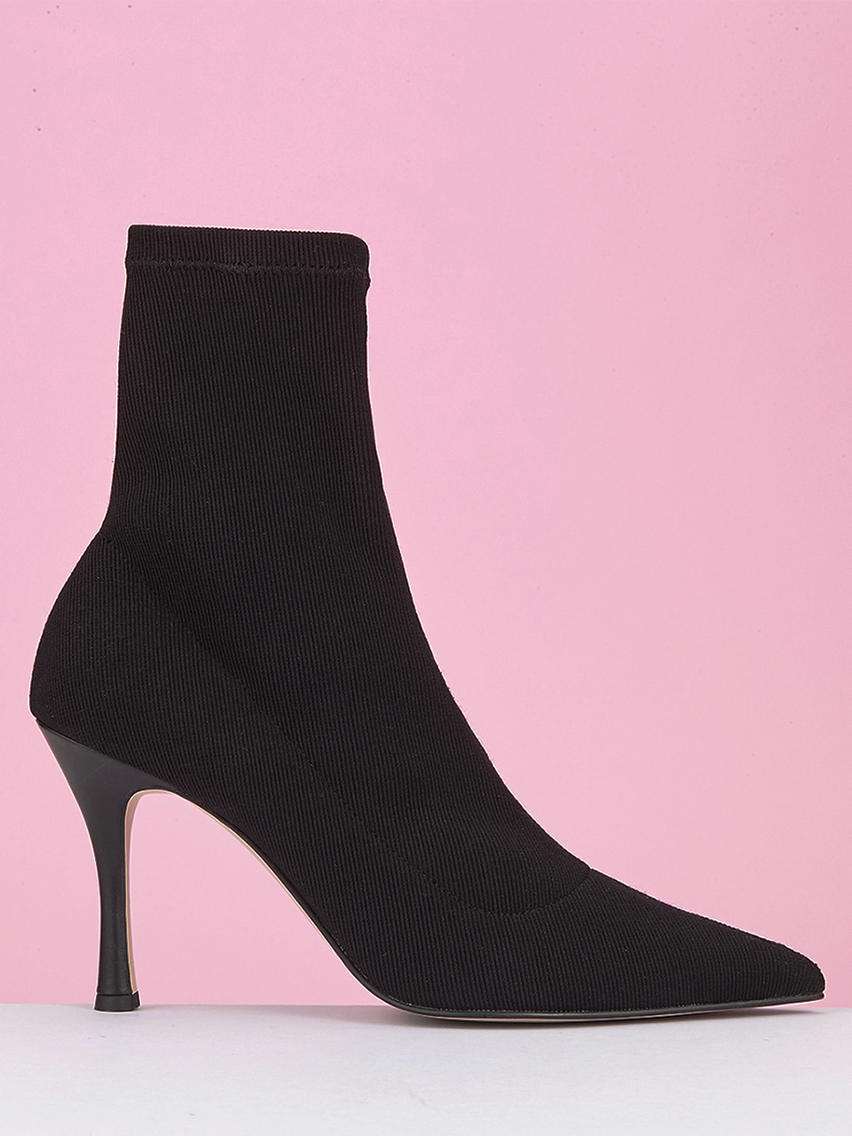 [Clearance]Ribbed Socks Ankle Boots  (Black)
