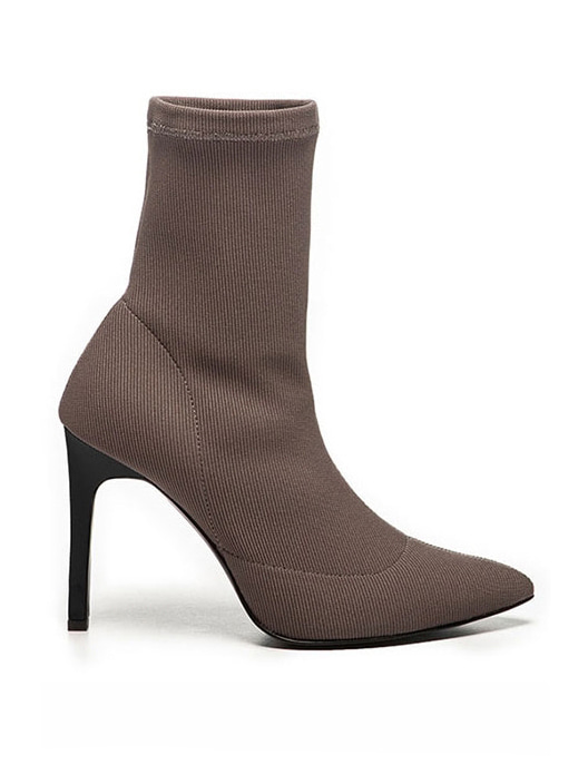 [Clearance]Ribbed Socks Ankle Boots  (Gray)