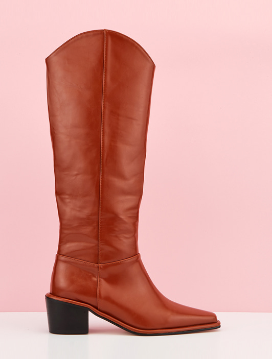 [트와이스 모모,권유리 착용]Western Long Boots (Brown)