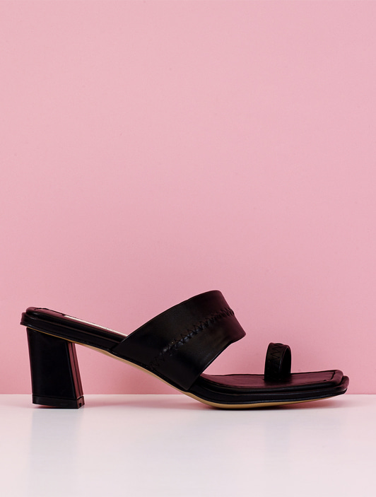 Stitch Sandal Heel (Black)