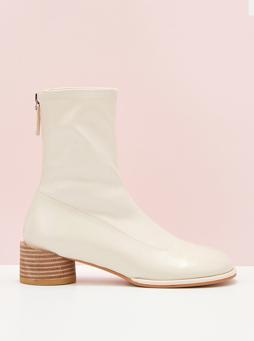 Span Wood Ankle Boots (Ivory)