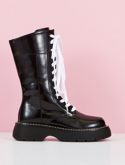 [Refurb]Vintage Lace-up Boots (Black)