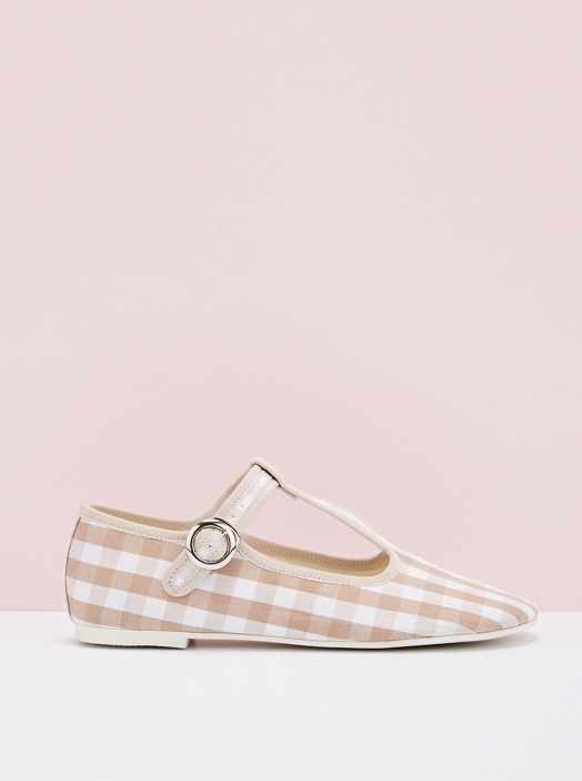 Mary T Jane Flat (Beige-Check)