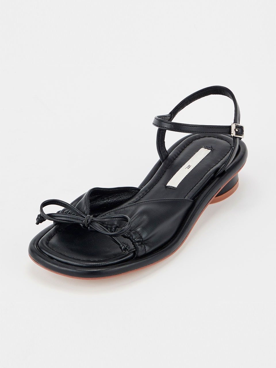 [바로 배송]Ribbon shirring sandals (Black)