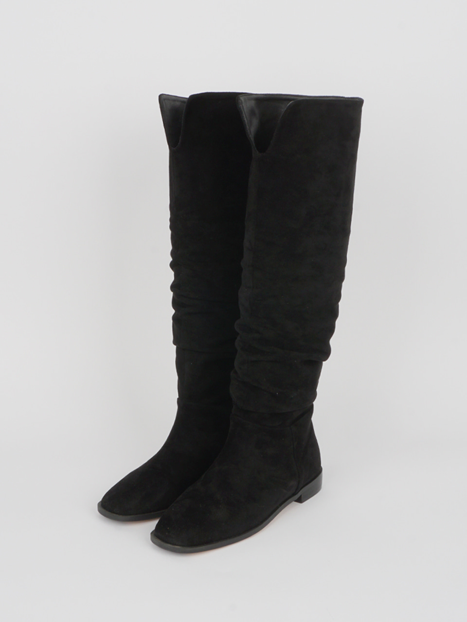 [일부사이즈 바로배송]Shirring suede boots (Black)