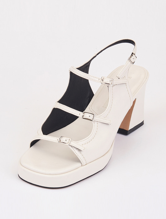 [바로 배송][한선화 착용]Strap Sandal Heel (White)