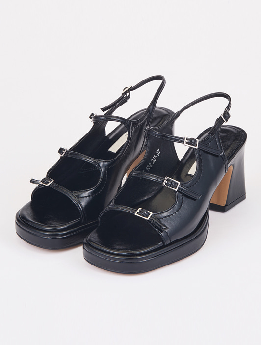 [바로 배송][한선화 착용]Strap Sandal Heel (Black)