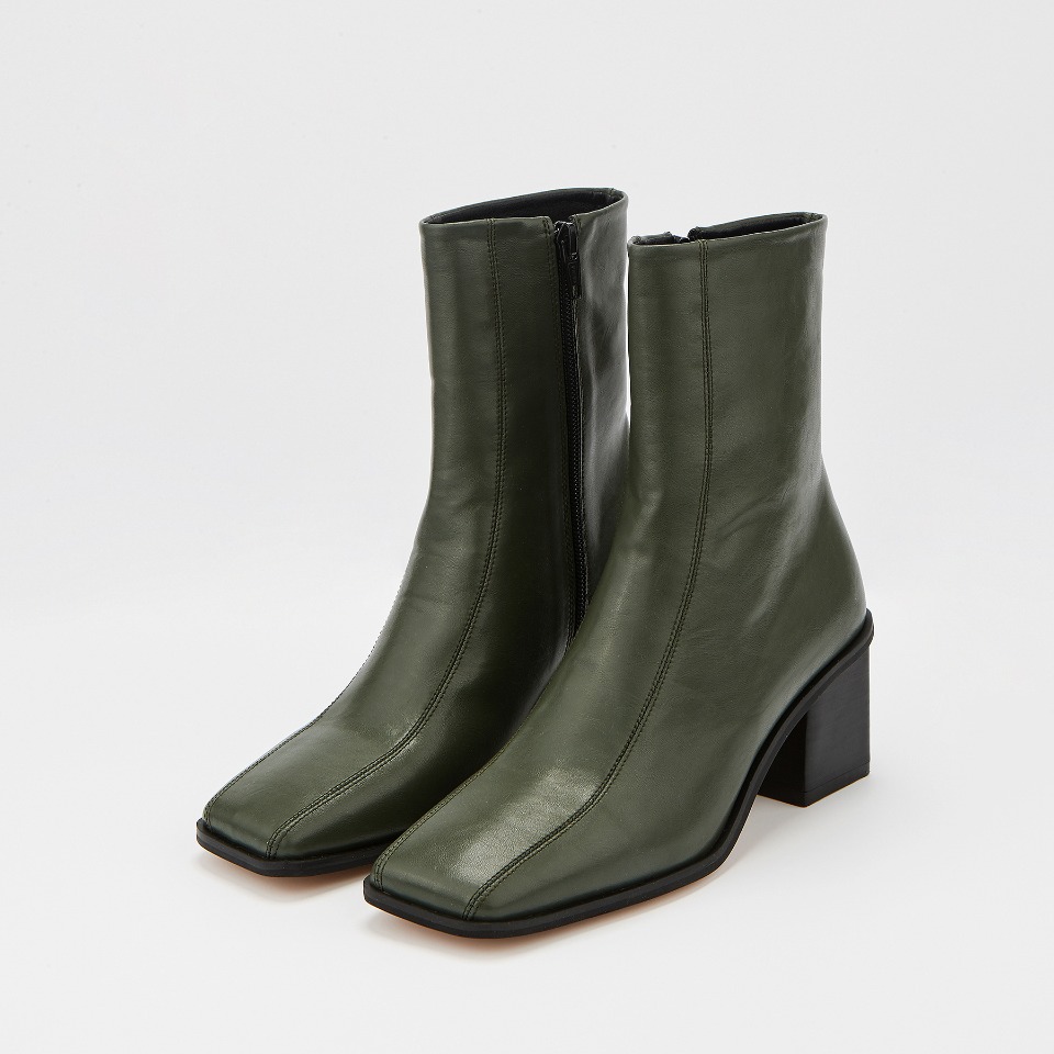 Line Heel Boots (Khaki)